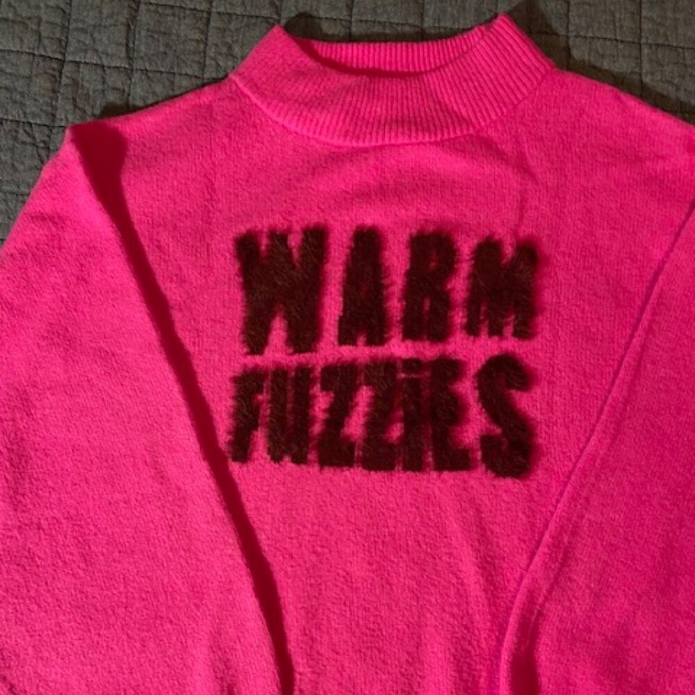 Ugly? Warm Fuzzies Christmas Sweater Fucshia/Hot pink Burgandy/Brown EUC Large L